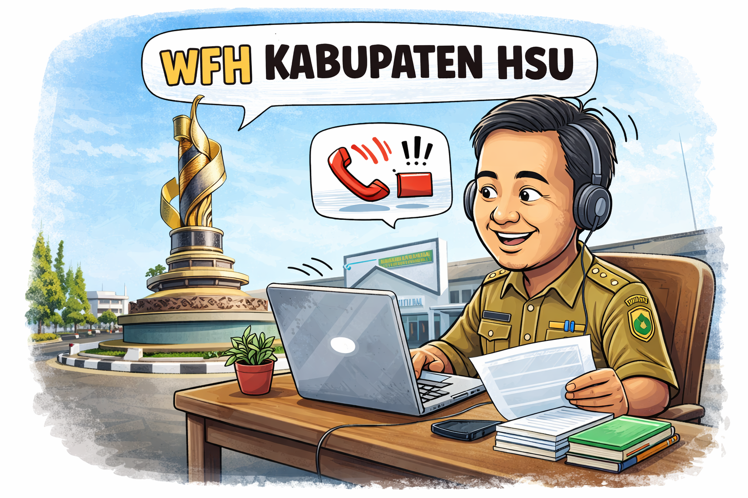 Ilustrasi WFH di Pemerintahn Kabupaten Hulu Sungai Utara