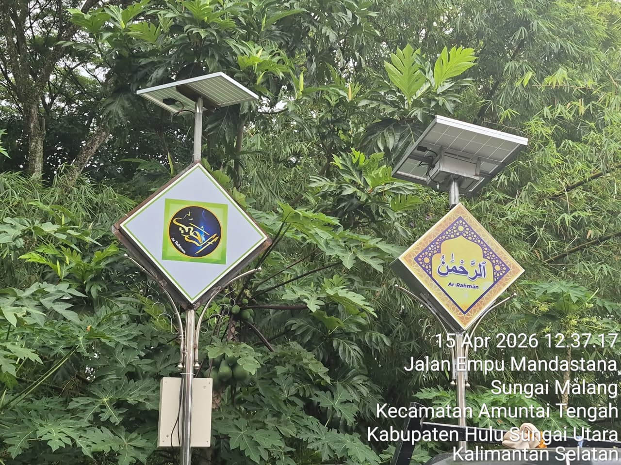 Perkim HSU lakukan Uji coba pemakaian tenaga surya untuk penerangan Asmaul Husna