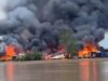 Pasar Teluk Nilau Membara, Puluhan Kios di Pinggir Sungai Pengabuan Ludes Terbakar